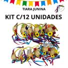 Kit c/12 Tiaras Chapéu Palha Festa Junina Caipira Girassol