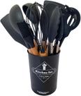 Kit c/ 12 Utensílios de Cozinha Silicone - Cabo de Madeira - Livre de BPA