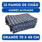 Kit C/ 15 Un-Pano De Chão Grande Xadrez 70x40cm - Saco Duplo Ev Kit C/ 15 Un-Pano De Chão Grande Xadrez 70x40cm - Saco Duplo Ev