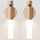 kit C/ 2 Arandela Luz Led Recarregável Sensor de Movimento Luminaria de Madeira Minimalista Para Mesa Parede