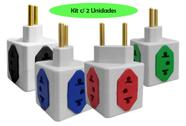 Kit c/ 2 Benjamin Adaptador Tomada Bivolt 20a E 10a Cubo 4 Entradas
