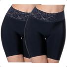 Kit C/2 Bermuda Rendada Hipslip DeMillus 094849 Cor:Preto/PretoTamanho:EG