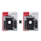 Kit c/ 2 Caddy 9.5mm Case Adaptador HD/SSD - DVD Notebook