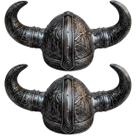 Kit c/2 Capacete Viking Pt Fantasia Chifre Nórdico Cosplay