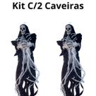 Kit C/2 Caveiras Quatro Mãos Capa Preto Pendurar Halloween Kit C/2 Caveiras Quatro Mãos Capa Preto Pendurar Halloween