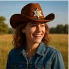 Kit c/2 Chapéu Xerife Marrom Policial Cowboy Junino Country