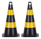 Kit C/2 Cone Sinalização 50cm Preto E Amarelo Picplastico