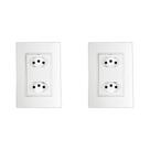 Kit C/2 - Conjunto Ilumi Vivaz Branco Com Placa 2 Tomadas...