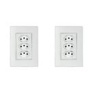 Kit C/2 - Conjunto Ilumi Vivaz Branco Com Placa 3 Tomadas...