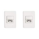 Kit C/2 - Conjunto Perlex Aros 4X2 Branco Com Placa(1Para...