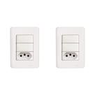 Kit C/2 - Conjunto Perlex Aros 4X2 Branco Com Placa(2Simp...