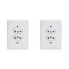 Kit C/2 - Conjunto Perlex''Branca''Com Placa(2Tomadas 20A...