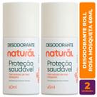 Kit c/ 2 Desodorante Vegano Roll Rosa Mosqueta 60ml - Orgânico Natural