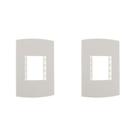 Kit C/2 - Espelho Placa Peesa Alfa P1505 4X2 2Modulo Branco