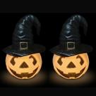Kit c/2 Luminária Abóbora Branca Chapéu 33cm Halloween Bruxa Kit c/2 Luminária Abóbora Branca Chapéu 33cm Halloween Bruxa