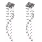 Kit C/2 Luminárias De Cristal Space Decor, Com 1,40m De Altura