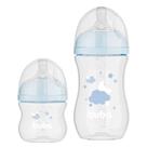 Kit c/ 2 mamadeiras easy flow nuvem azul 120ml e 270ml -buba