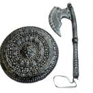 Kit c/2 medieval escudo e machado gladiador prata brinquedo Kit c/2 medieval escudo e machado gladiador prata brinquedo