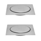 Kit C/2 Ralo Inox Para Piso Click Cromado 15x15 Cm