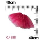 kit c/2 saia tule c/led pisca tutu 40cm festa fantasia pink