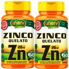 KIT C/2 Unidades Zinco Quelato Puro 28mg Vegan - 60 Cápsulas Unilife