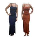 Kit c/2 Vestidos Longo Canelado com Fenda Kit c/2 Vestidos Longo Canelado com Fenda
