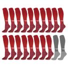 Kit C/ 20 Pares Meião Juvenil (Vermelho + Cinza) - 33/38