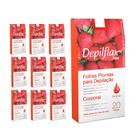 Kit c/ 200 Folhas Prontas Depilação Corporal Depilflax Morango 10cx c/ 20un