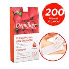 Kit c/ 200 Folhas Prontas Depilação Corporal Depilflax Morango 10cx c/ 20un
