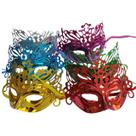 Kit c/24 Máscara Dupla Prata Carnaval Veneziana Festa Gliter
