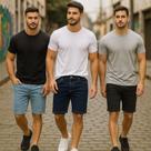 Kit C/3 Bermudas Jeans LISA Slim MASCULINA Casual Elastano 414