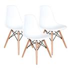 Kit C 3 Cadeira Charles Eames Wood Dsw Branca Base Madeira Kit C 3 Cadeira Charles Eames Wood Dsw Branca Base Madeira