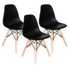 Kit C 3 Cadeira Charles Eames Wood Dsw Preta - Base Madeira