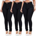 Kit C/3 Calças Jeans Feminina Linha Premium Com Lycra Cintura Alta Empina Bumbum