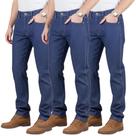 Kit C/3 Calças Jeans Masculina para Trabalho 100% Algodão Reforçada Premium