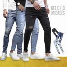 Kit C/3 Calças Jeans Rasgadas Skinny Masculina Homem Slim 480