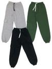 Kit c/ 3 Calças Moletom Felpado Juvenil C/Bolso Lateral e Cordão Fixo.