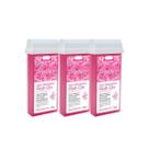 Kit c/3 Cera Refil Roll On Rosa 100g - Depilflax