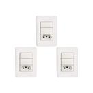 Kit C/3 - Conjunto Perlex Aros 4X2 Branco Com Placa(2Simp...