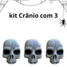 Kit C/3 Crânio 16cm Esqueleto Enfeite Halloween Decoração