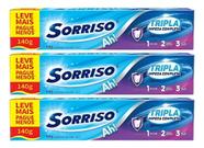 Kit C/3 Creme Dental Sorriso Tripla Limpeza Completa 140g Kit C/3 Creme Dental Sorriso Tripla Limpeza Completa 140g