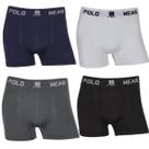 Kit c/ 3 Cuecas Masculilnas Boxer Microfibra Lisa Polo Wear 4 Cores Sortidas