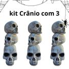 Kit c/3 decoração Torre crânios 38cm Halloween plástico
