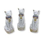 Kit c/ 3 esculturas Bastets brancas 6,5 cm em resina