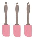 Kit C/ 3 Espátulas Silicone Pão Duro Rosa Candy Confeitaria