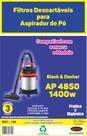 Kit C/3 Filtro Saco Papel para Aspirador de Pó Black e Decker AP4850 1400w