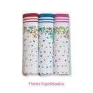 Kit c/ 3 Lenço Feminino Flores 100% Algodão Presidente