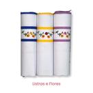 Kit c/ 3 Lenço Feminino Flores 100% Algodão Presidente