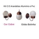 Kit C/3 Luminárias de parede Alumínio e Pvc Com Globo bolinha Kit C/3 Luminárias de parede Alumínio e Pvc Com Globo bolinha