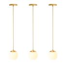 Kit c/3 lustre pendente globo bola vidro led jabuticaba stuttgart dourado fosco - branco quente